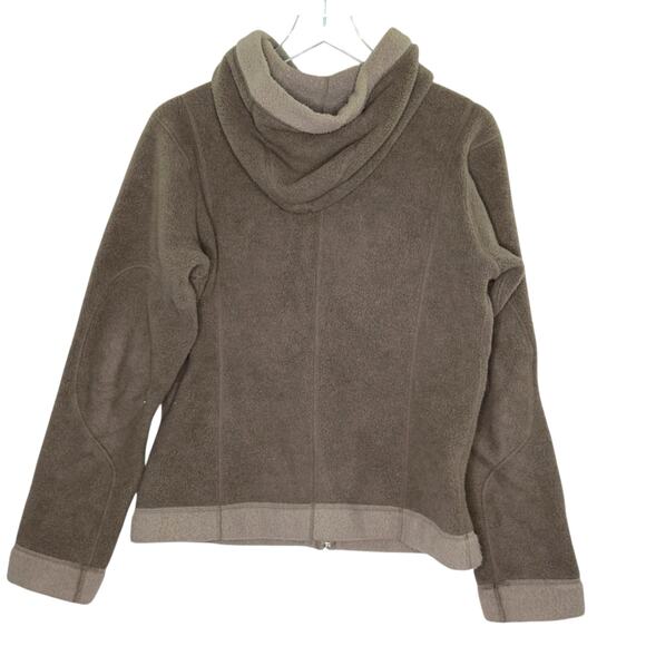 Patagonia L Womens Synchilla Arctic Jacket Hooded Gray Brown Gorpcore *flaw - Picture 2 of 10